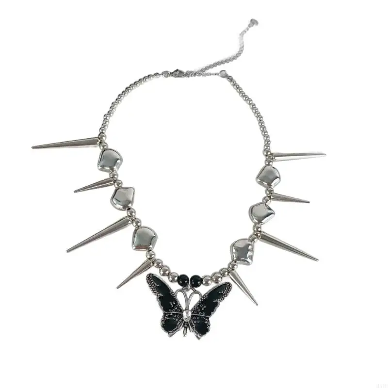 M4YF Alloy Necklace with Distinctive Butterfly Pendant Adjustable Clavicle Chain