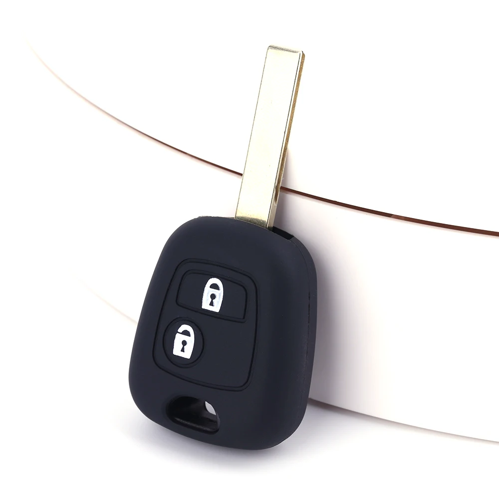 2 Buttons Silicone Case for Peugeot 107 206 307 207 408 for Citroen C2 C3 C4 Berlingo Xsara Picasso for Toyota Aygo Straight Key