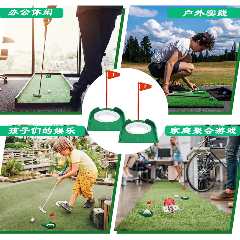 9 Pack Golf Putting Cup and Flag Plastic Golf Hole Training Aids Golf Training Putters for Indoor Outdoor Kids Men Women Office