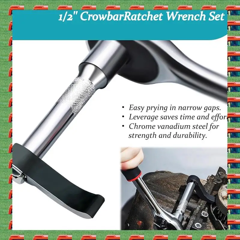 ABMO 4Pcs Wrench Adaptor 2Pcs Crowbar Adapter 1/2 Inch& Ratchet Wrench 1/2 Inch Car Repairing Tools With Extension Bar