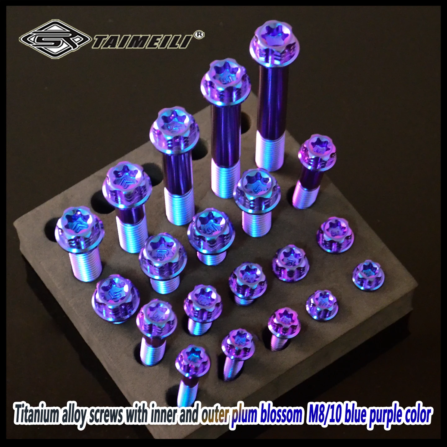 TAIMEILI TC4 Titanium alloy Internal and external plum blossoms screws T1 series M8 M10 anodized blue purple green 1PCS