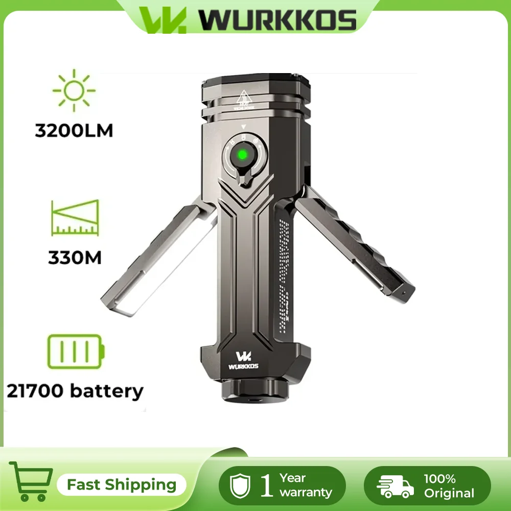 Wurkkos HD02 LED Camping Lamp Portable Outdoor Sports Fishing Hunting Hiking Searchlight with Rechargeable Battery
