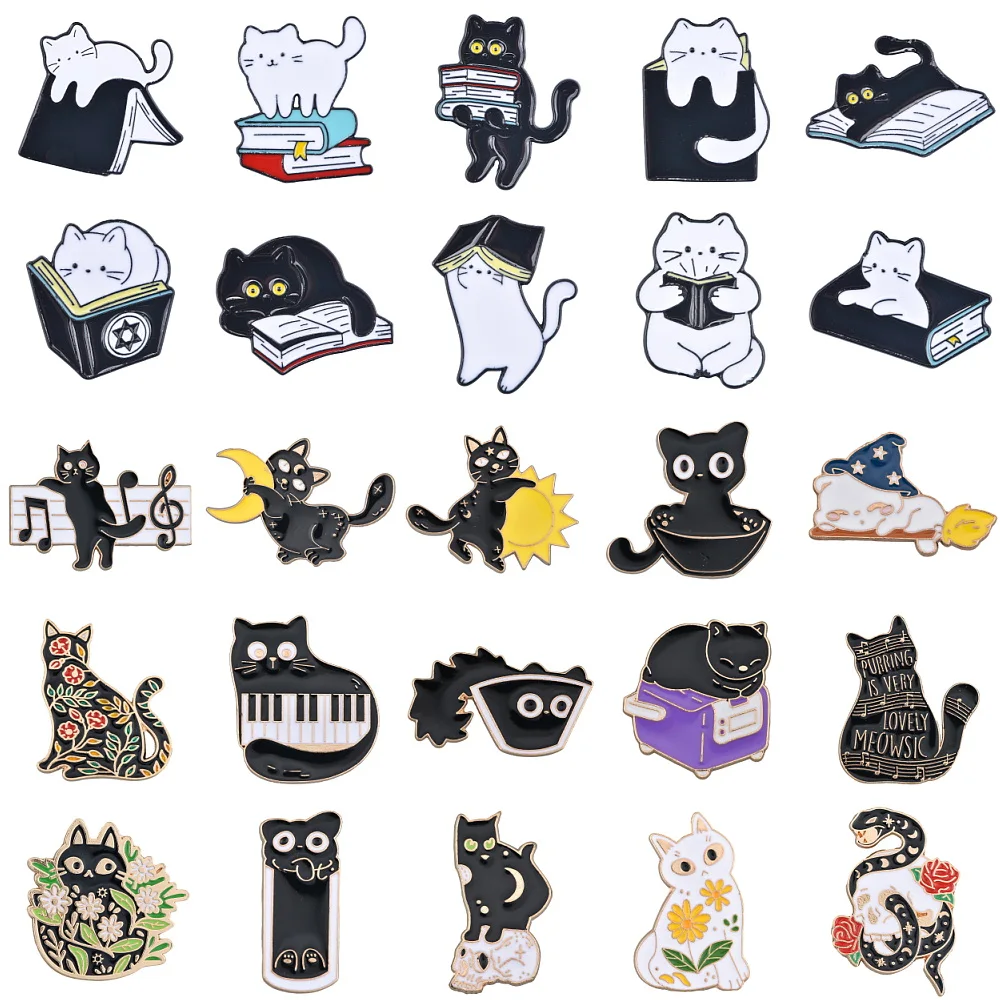 1pcs Cat Shoe Charms Book Music Magic Floral Enamel Pins Shoes Decoration Cute Vintage Fantasy Accessories for Sneakers Sandals