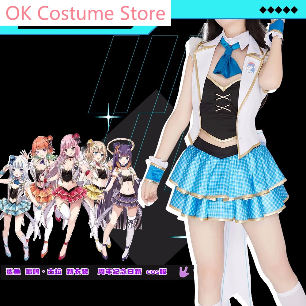 Anime! Vtuber Hololive Gawr Gura/Takanashi Kiara Anniversary New Clothes Uniform Cosplay Costume Halloween Party Outfit