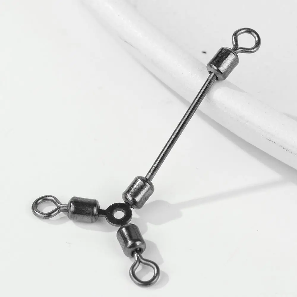 25Pcs Splitter Bearing Barrel Trident Three Way Long Bearing Fishhook Connector T-shape Fishing Swivels Cross Line