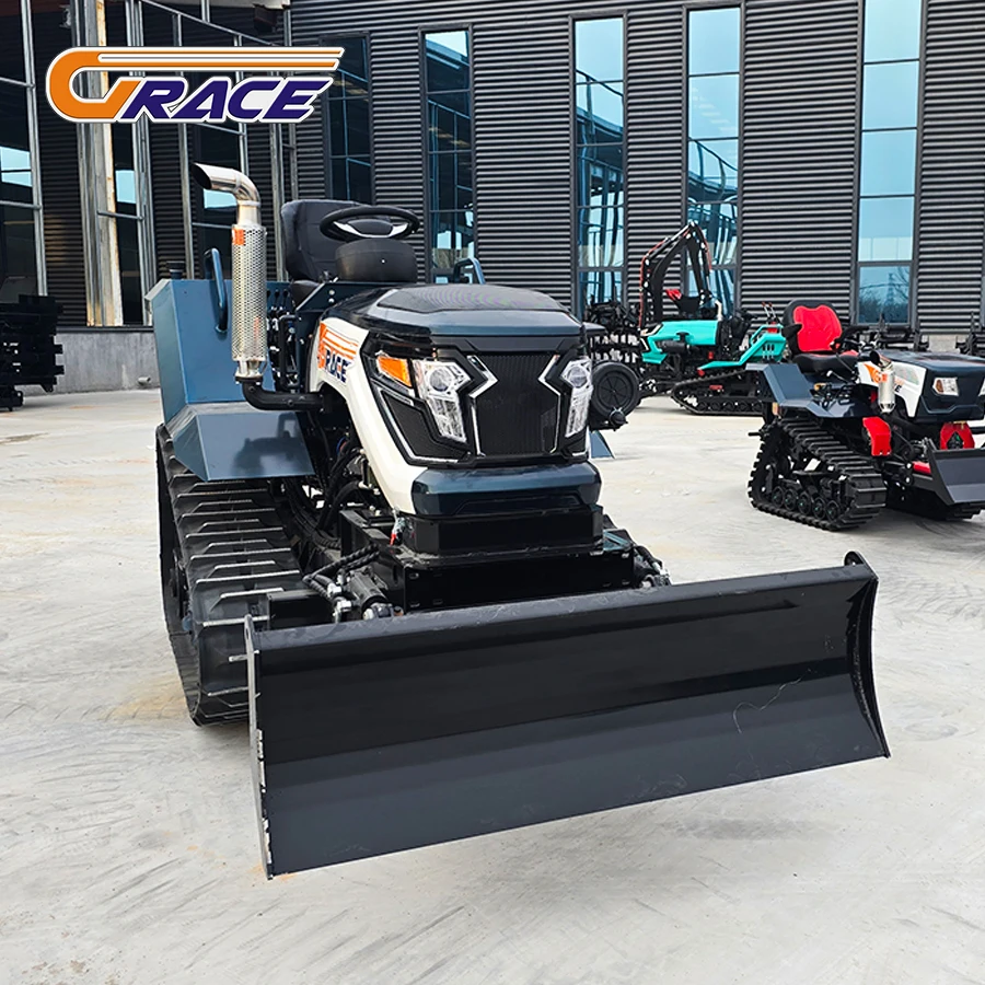ใหม่ CE ได้รับการอนุมัติการเกษตร Mini ยาง Crawler รถแทรกเตอร์ 80hp 100hp 120hp ดีเซลเครื่องยนต์ ROTARY Tiller พร้อม Seeder