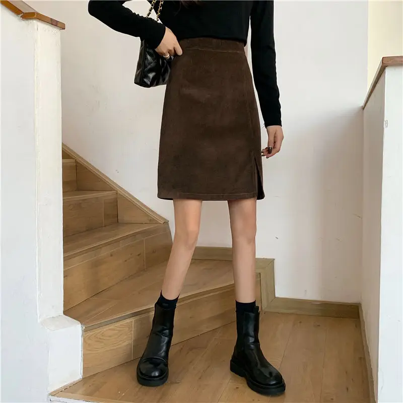 Röcke Frauen S-4XL Hochschulen Mode Neue Mujer Faldas Casual Täglichen Reine Ulzzang Cord Dicker Herbst Warme Gemütliche Einfache Vintage