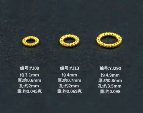 18k gold spacers for bracelet au750 jewelry parts gold beads twisted spacers 2.5mm 3mm 4mm 5mm