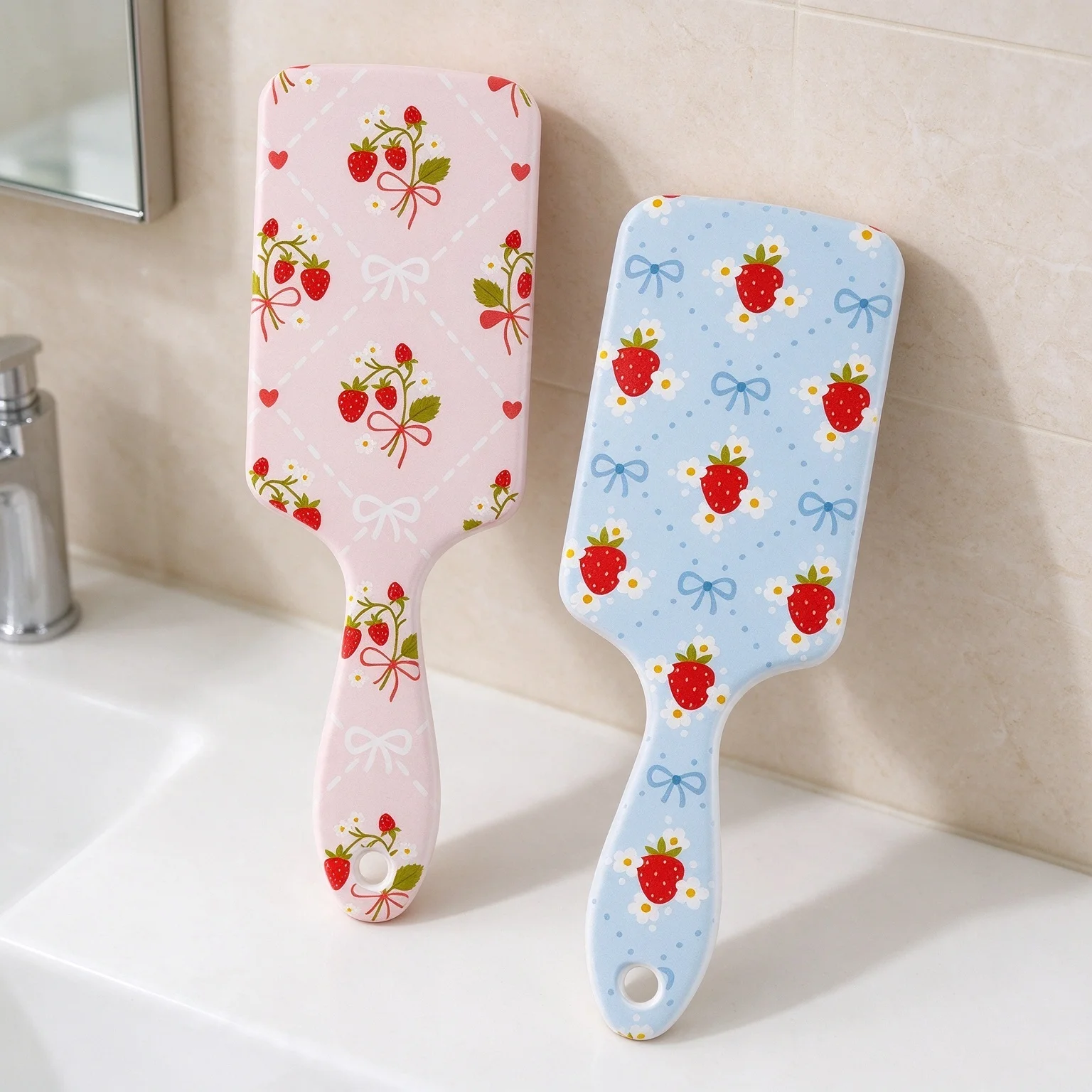 1 Piece with Random Design Strawberry Print Cartoon Scalp Massage Air Cushion Comb Unisex Airbag Massage Comb Portable Cute Hair Smoothing Comb Compact and Lightweight Easy to Carry Suitable for Gift Giving