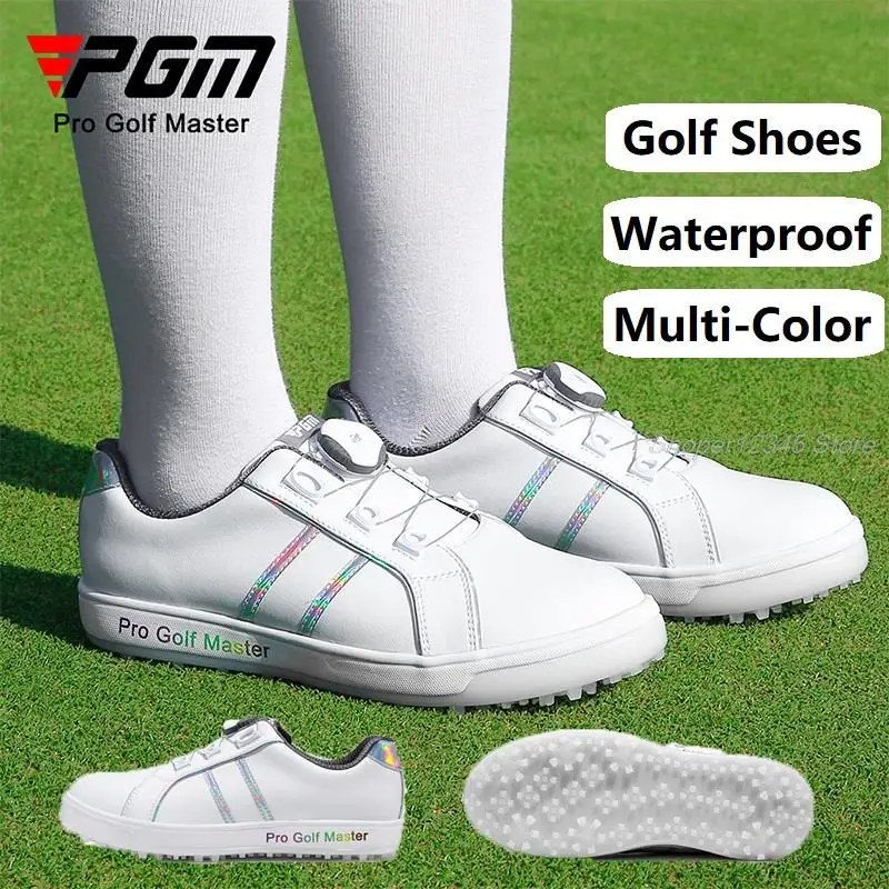 

PGM Women Golf Shoes Waterproof Anti-skid Women's Sneakers Light Weight Soft Breathable Shoes Ladies Casual Knob Strap Trainers