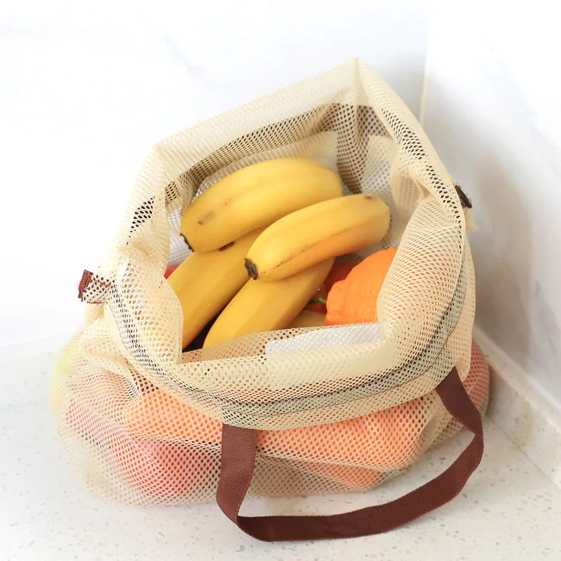 Sac à provisions portable en maille de grande capacité, sac de courses creux pour fruits, sac de rangement suspendu pour articles de cuisine, récipient de poche