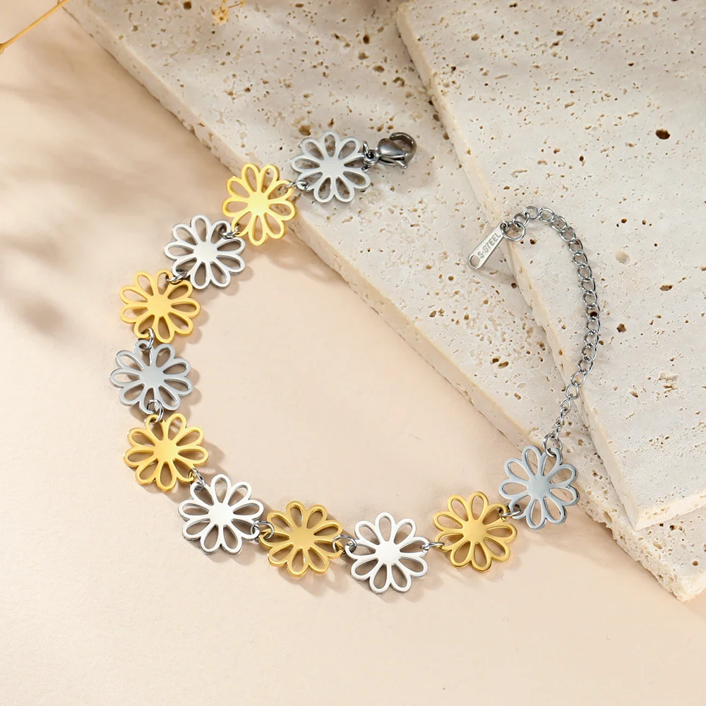 Cazador Bohemian Edelstahl Armband Blume Charms Gold Farbe Armbänder für Frauen Schmuck Geburtstags geschenke Sommer Trend