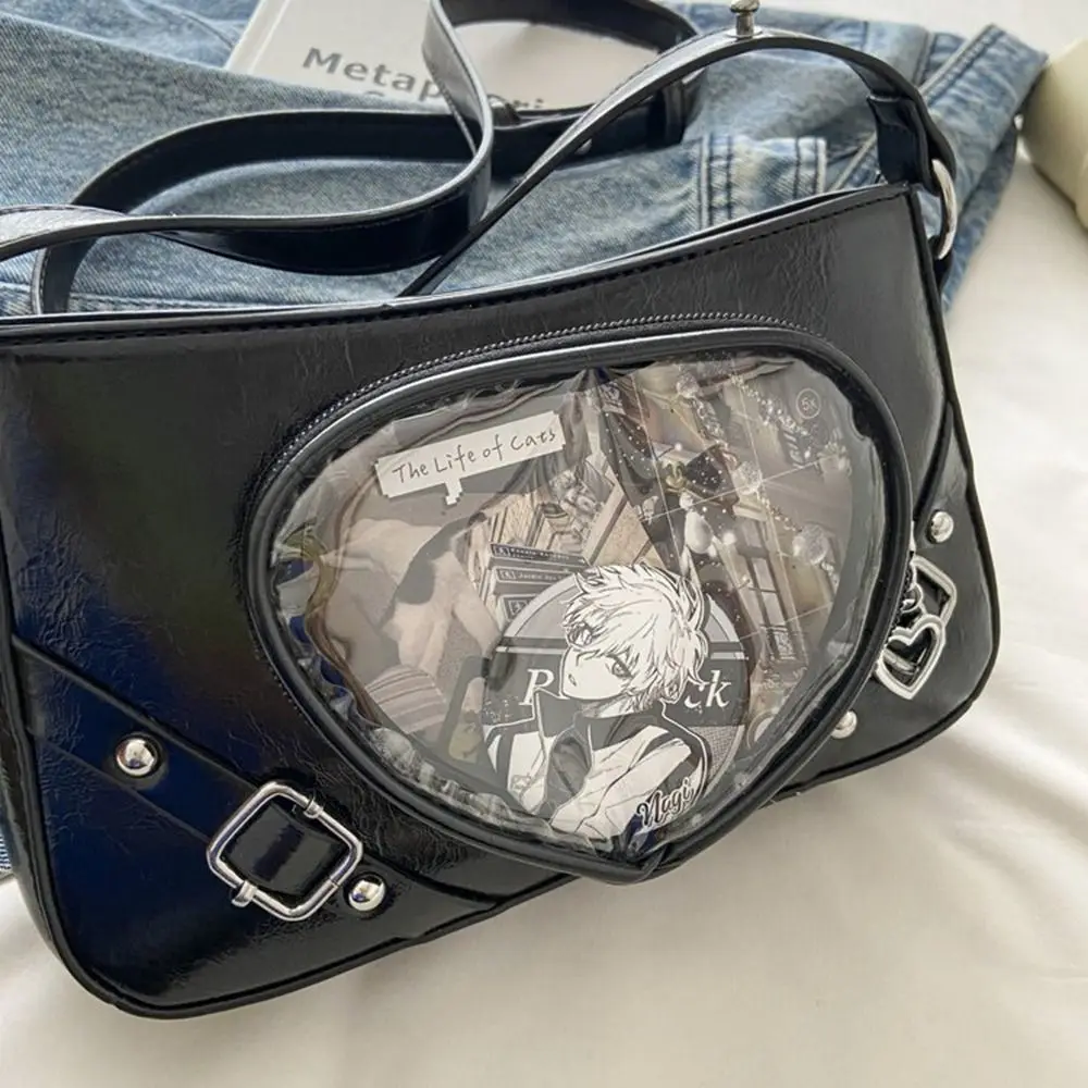 Sac à Dos à Bandoulière en Forme de Cœur Transparent, avec Fermeture Éclair, Style Kawaii, pour le Rangement des Marchandises, Accessoire d'Extérieur, Y2K, Itabag JK