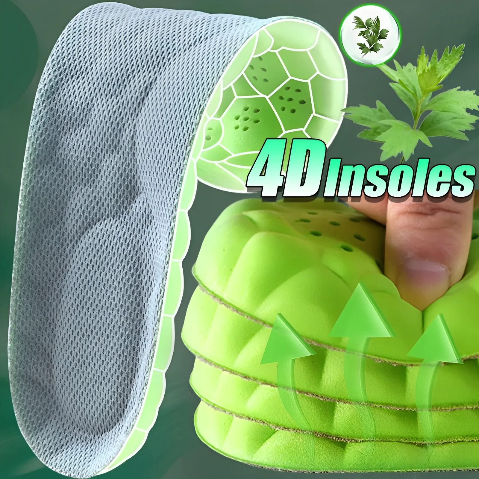 Plantillas deportivas de látex 4D, almohadillas suaves de alta elasticidad para zapatos, desodorante ortopédico transpirable, cojín de absorción de impacto, plantilla de soporte para arco