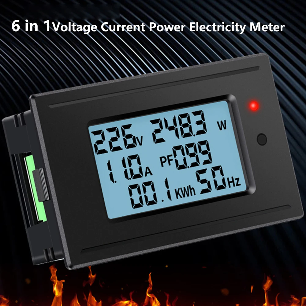 6 in 1 5A 10A 20A 100A Digital Voltmeter Ammeter Voltage Current Tester Power Energy Frequency Power Factor Meter Monitors