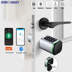 Tuya BLE TTLock aplikacja na telefon kody karta elektroniczna hasło w równej odległości 30-50MM Standard ue Cylinder cyfrowy elektroniczny inteligentny kłódka z kluczem