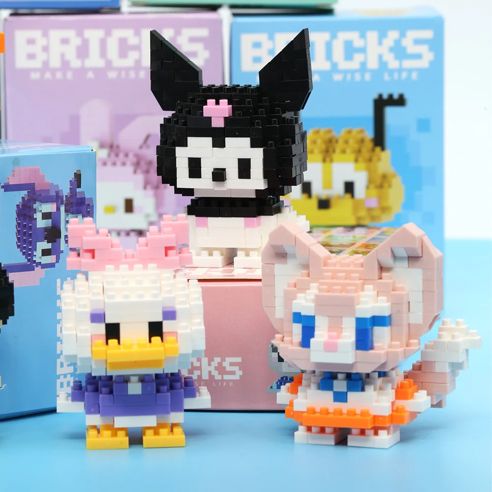 Disney Anime Princess Building Blocks Stitch Mickey Mouse mini Action toy Figures Blocks Toys Bricks Assemble Toys Kids Gifts