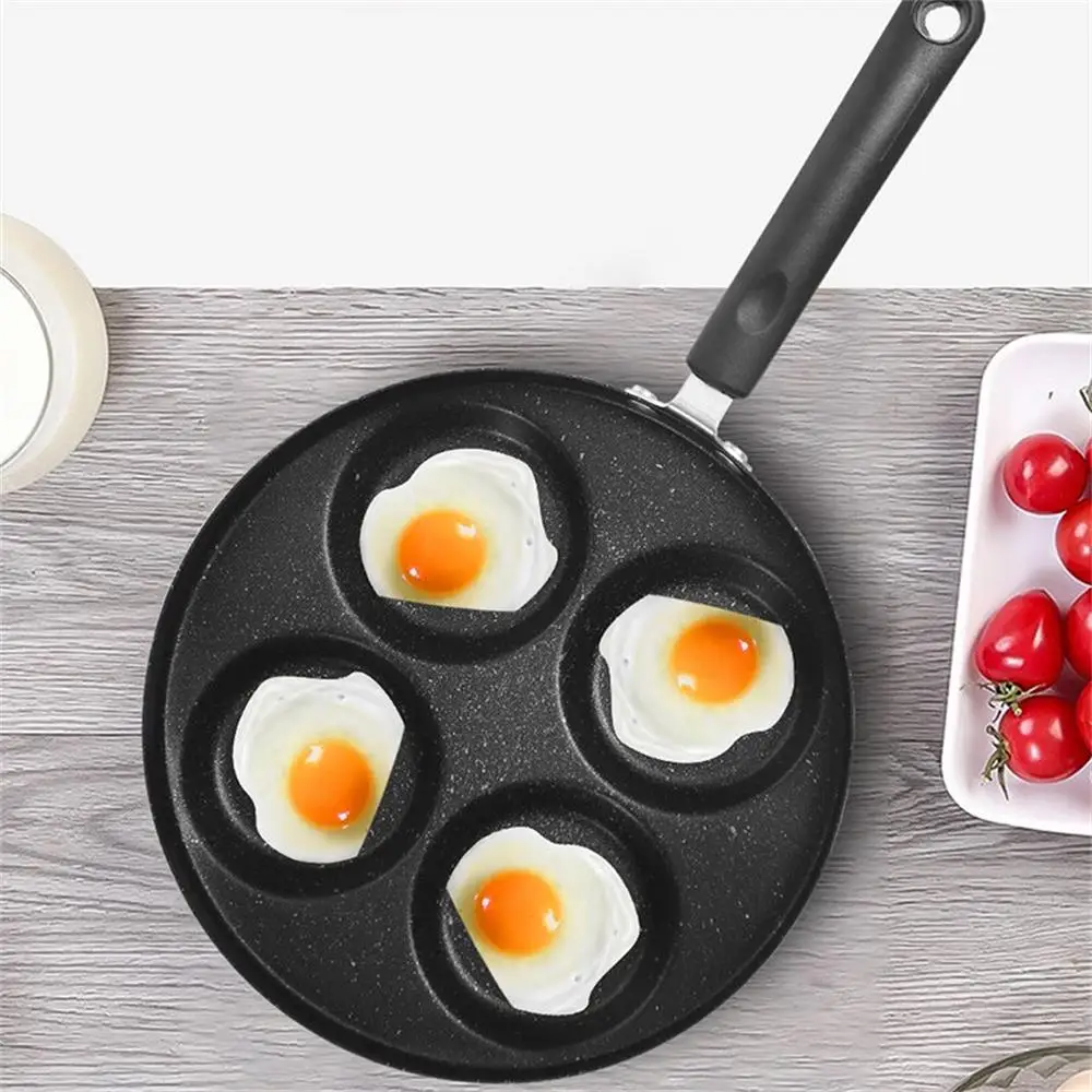 24cm Non-Stick Small Pan Hamburger Breakfast Pot Household Four Hole Fried Egg Pan Fried Egg Mold Egg Dumpling Special Poached