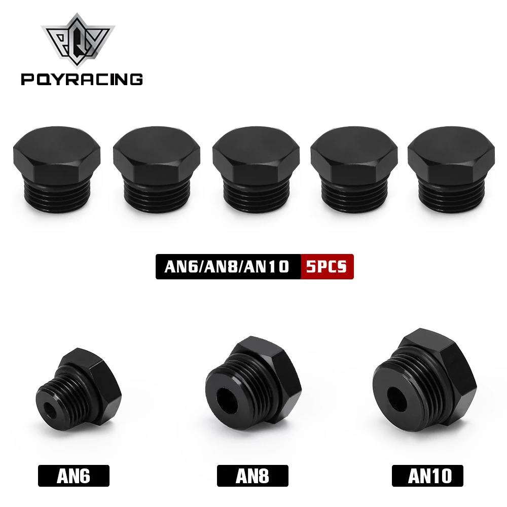 5 Pieces Aluminum Alloy AN6 AN8 AN10 Male Block Off Cap Fitting Hex Head Plug With O-Ring Adapter BL02