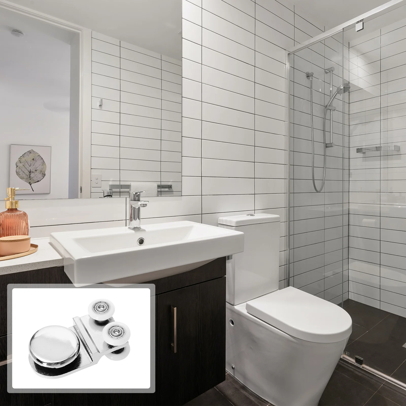 

1 шт., шкив для комнаты, ролики для раздвижных дверей с серебряным дном, прочные направляющие для стеклянной душевой кабины, запасные части для ванной комнаты