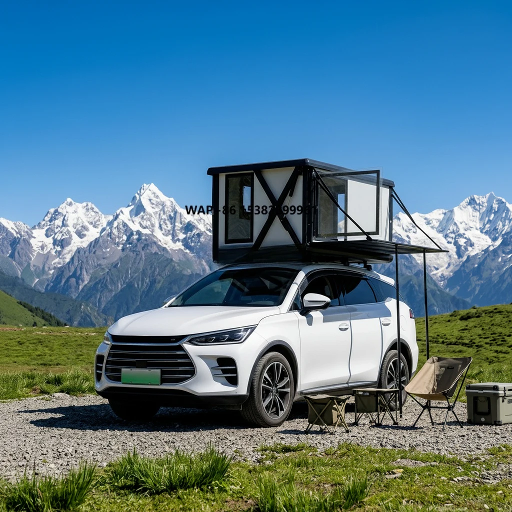 

P Show Electric Hard Shell Rooftop Camper Triple Layer Waterproof Aluminum Panel Entry Level for Pickup Truck Van RV