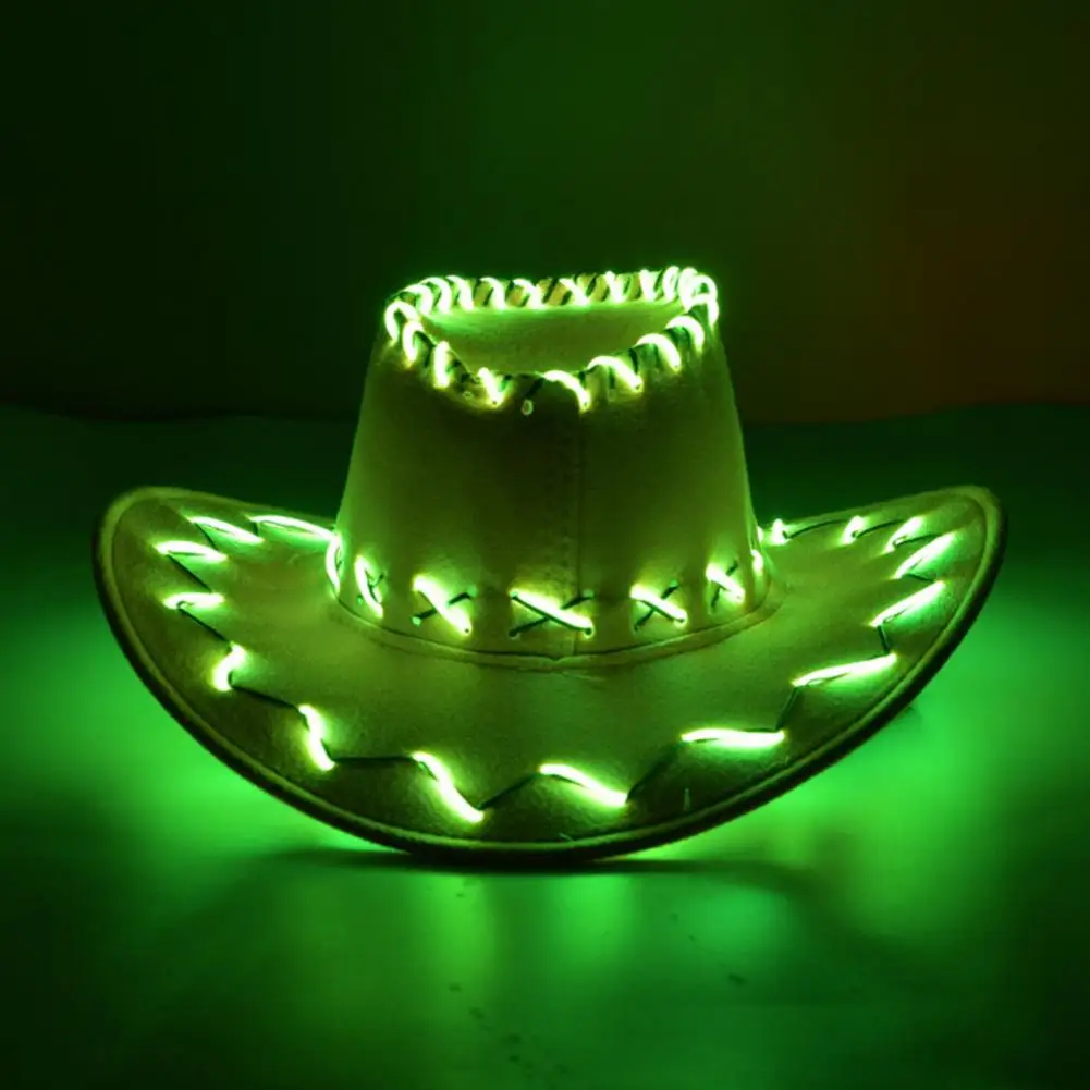 Party Hat Retro Western Style Led Cowboy Hat with Adjustable Flashing Controller for Nightclubs Parties Performances Cowboy Cap