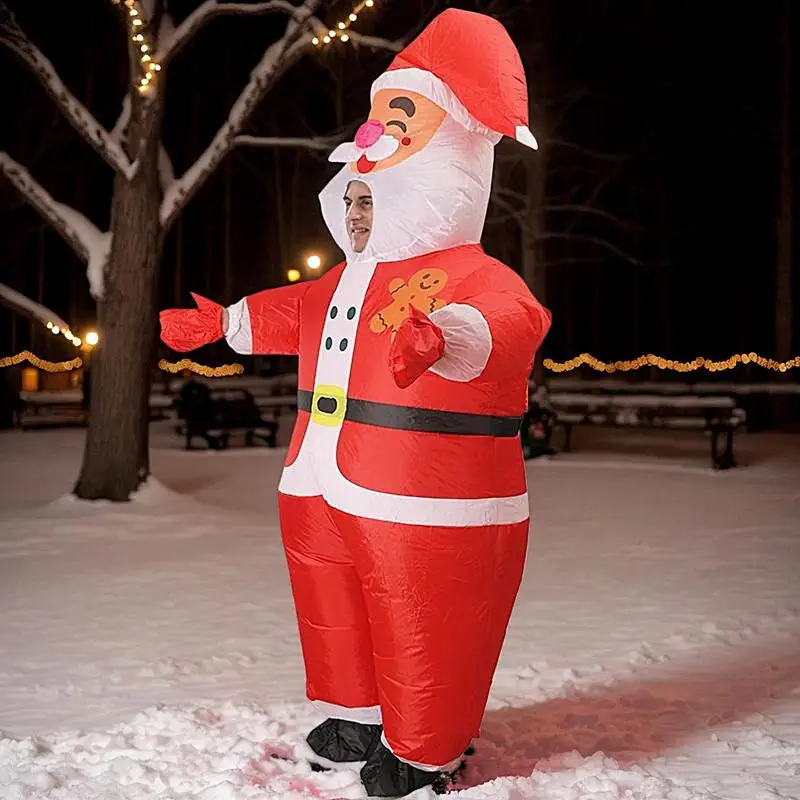 Christmas Inflatable Suit Santa Claus Adult Costume Unisex Christmas Costume Funny Holiday Props Blow Up Christmas Outfit For