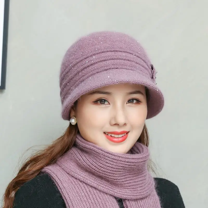 Conjunto de dos piezas para mujer, gorro y bufanda de lana de punto, forro polar grueso, protección contra el frío, moda de ocio, cálido, invierno, 2023