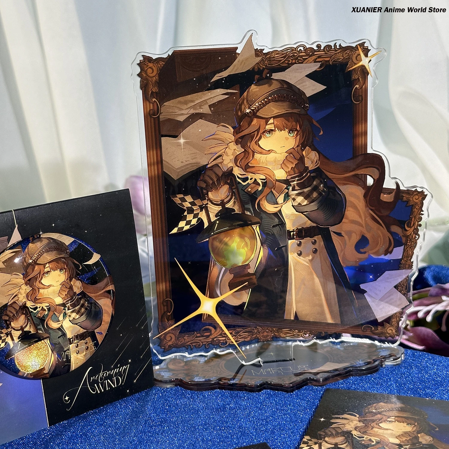 

Game Anime Peripheral Marcus Reverse:1999 Theme Acrylic Stand Figure Model Standing Sign Badge Brooch Cards Desktop Decor