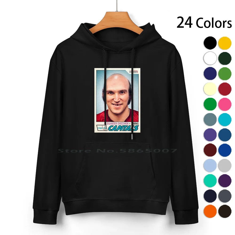 Ovi 70's Card Pure Cotton Hoodie Sweater 24 Colors Hockey Ovi Ovechkin Capital Washington Vintage Old School 100% Cotton Hooded