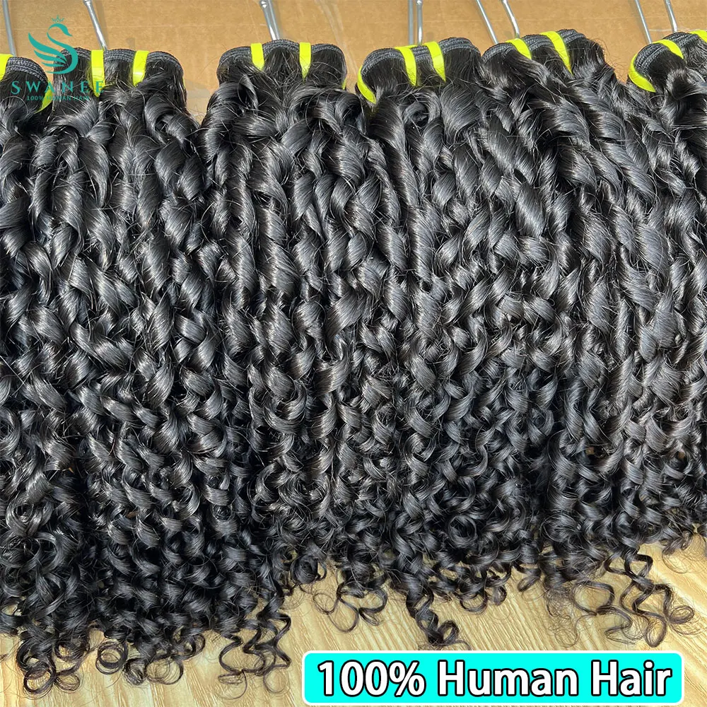 

SWANEE 10-30 Inch Pixie Curly Wave Natural Human Hair Bundle Vietnamese Hair Bundles for Lady Hairs Extension Women Salon Supply