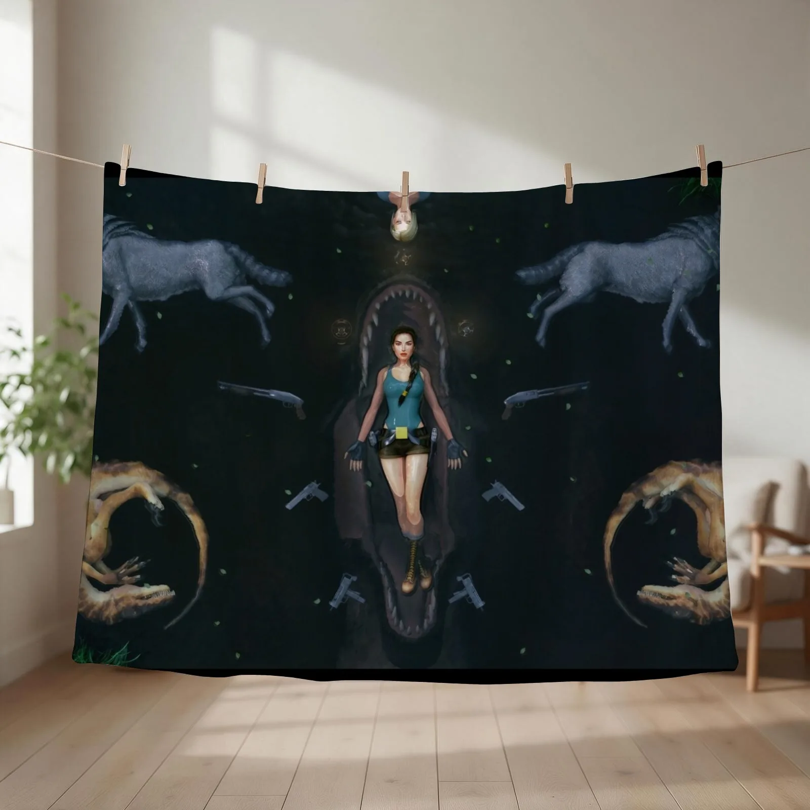 Tomb raider tribute Throw Blanket couch cozy soft plush fuzzy picnic outdoor blanket