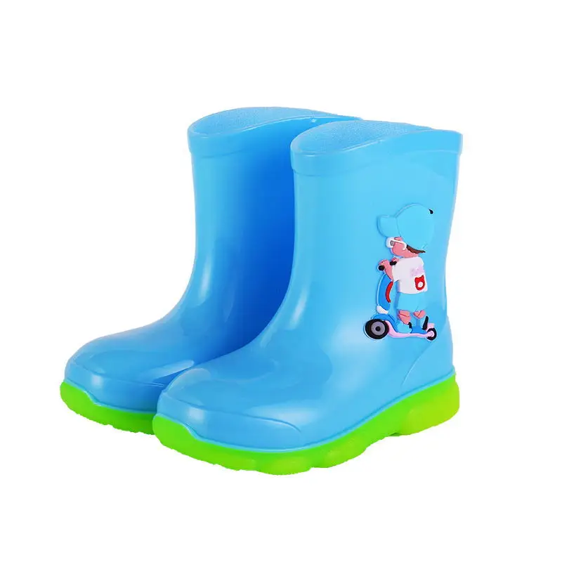 Botas De Lluvia-Chaussures de Pluie de Dessin Animé pour Enfant, Bottes d'Eau en Peluche Amovibles pour Garçons et Bol, Bottes en Caoutchouc, Antidérapantes, 4 Saisons, Poignées Imperméables