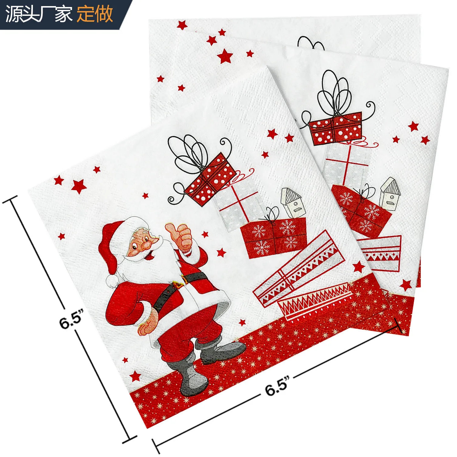 100pcs Santa Claus กระดาษผ้ากันเปื้อน 33x33 ซม.2 ชั้นทิ้งคริสต์มาสกระดาษผ้าขนหนูสําหรับ 2025 Xmas PARTY ตกแต่งโต๊ะรับประทานอาหาร