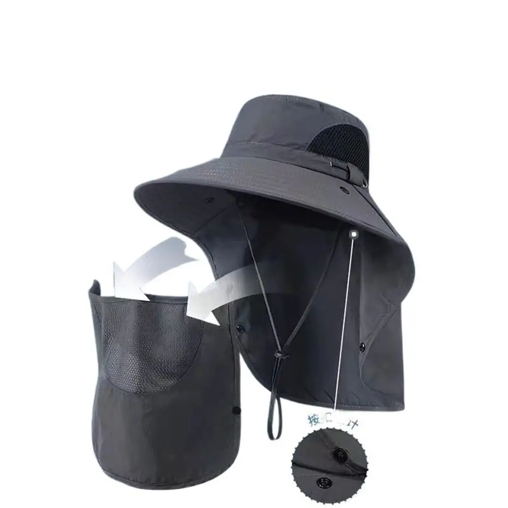 Neckline Mask Man Sun Hat Face Mask Wide Brim Sun-cream Bucket Hat Garden Work Hat Sun Protection Outdoor Fishing Cap Summer