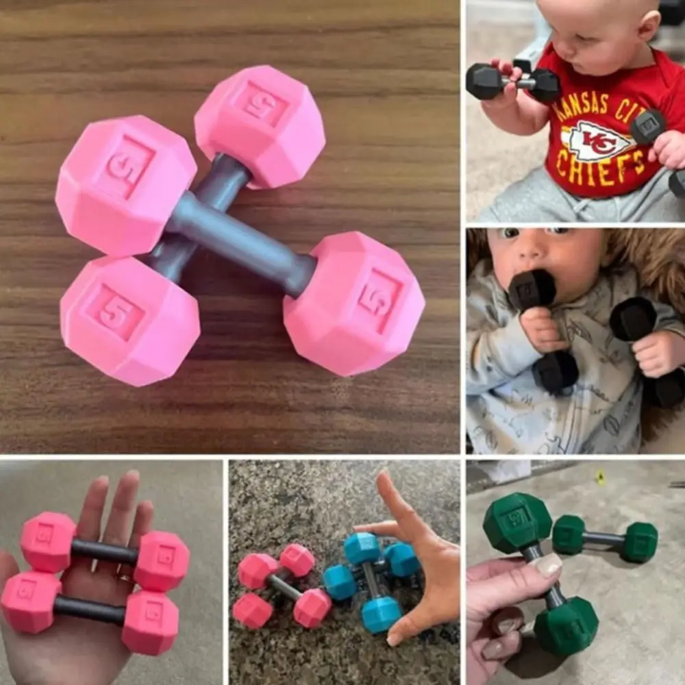 1PC Miniature Baby Dumbbell Creative Miniature Baby Rattle Dumbbell Toy Exercises Weight Lightweight and Easy to Hold