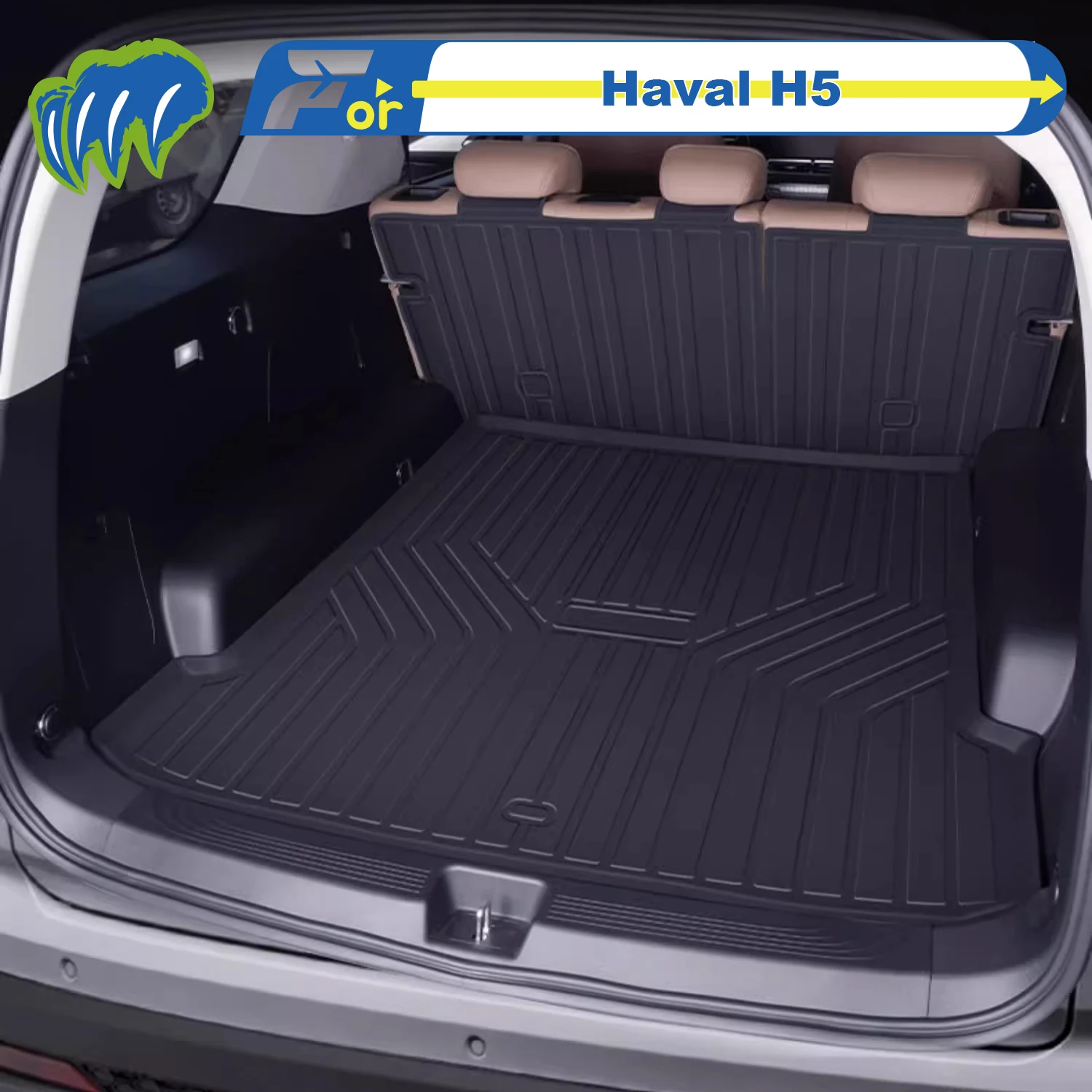 

For Haval H5 2023-2025 Custom Fit TPE Car Trunk Mat Cargo Mat 3D Shaped Laser Measured Trunk Liners Chair-back Protection Mat