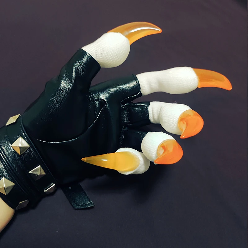 새로운 네일 장갑 코스프레 키그 퍼슈트 동물 발바닥 장갑 PU 가죽 리벳 손가락 장갑 애니메이션 롤플레잉 액세서리 남녀 공용