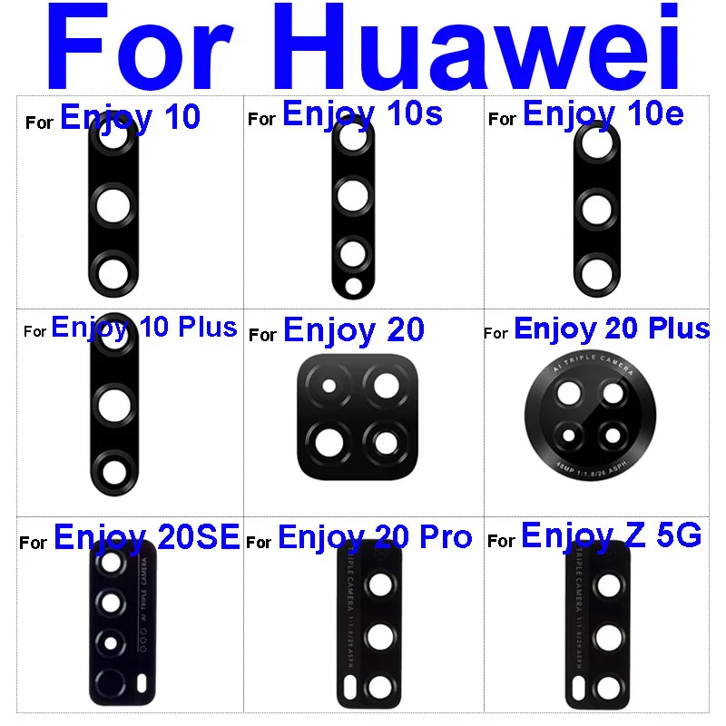 Rear Back Camera Glass Lens For Huawei Enjoy 10 20 Plus 10S 10E 20pro 20se 30E Z 5G Camera Glass Lens Adhesive Sticker Glue Part