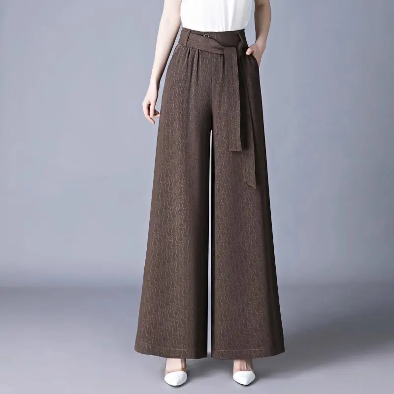 

Summer New High Waist Wide Leg Pants Women Flowy Slim Fit Casual Loose Straight Pants
