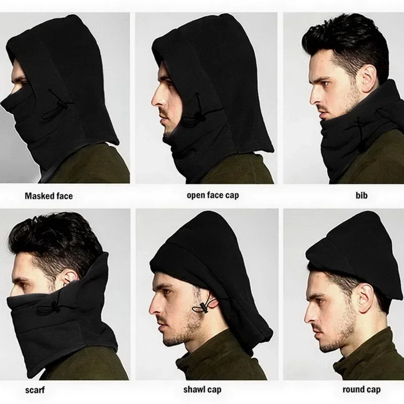 2024 New Fashion Warm Cap Winter Men Women Hats Waterproof Thermal Fleece Balaclava Hat Hooded Neck Warmer Hiking Scarves Hats