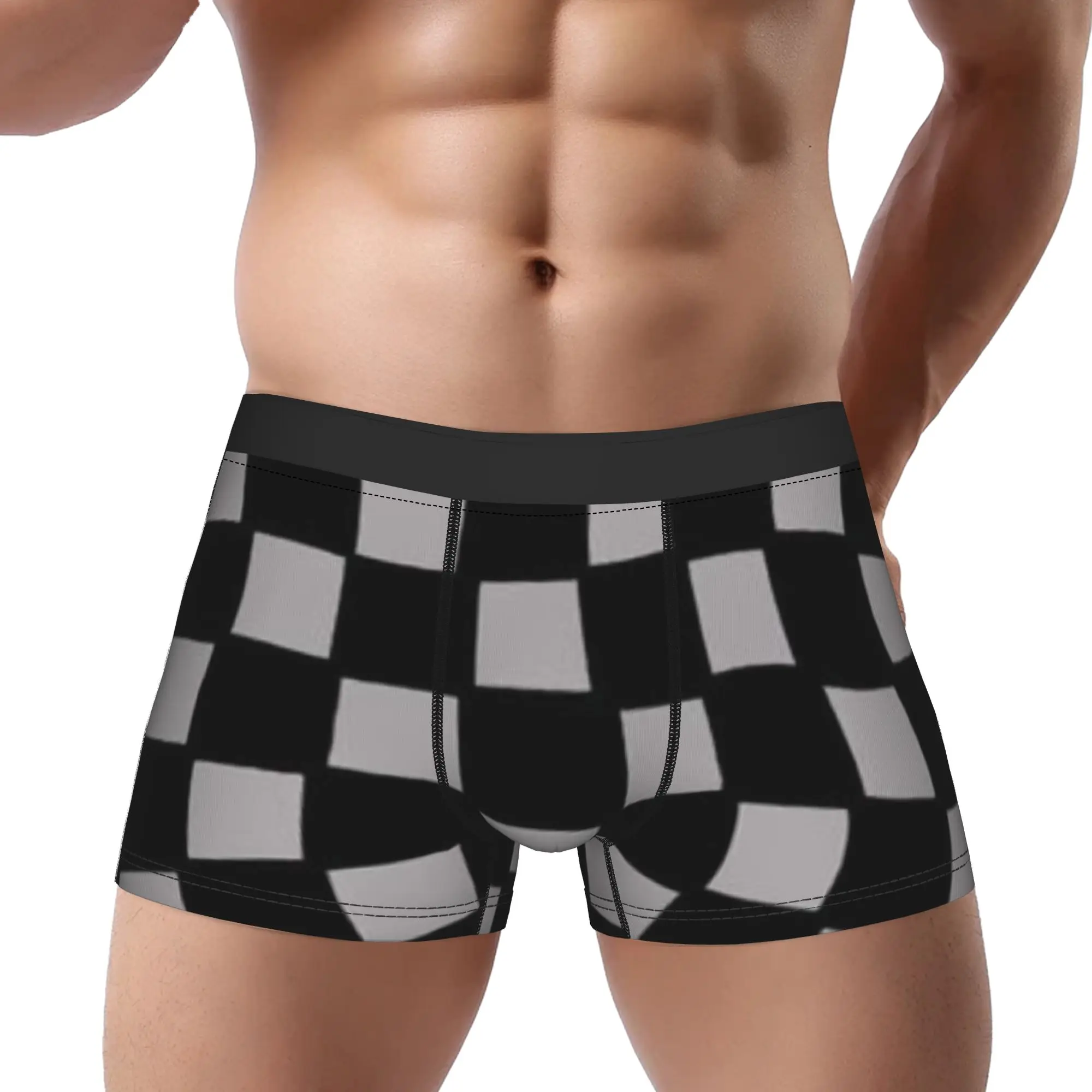 Check Pattern (4) Checkerboard Underpants Breathbale Panties Man Underwear Ventilate Shorts Boxer Briefs