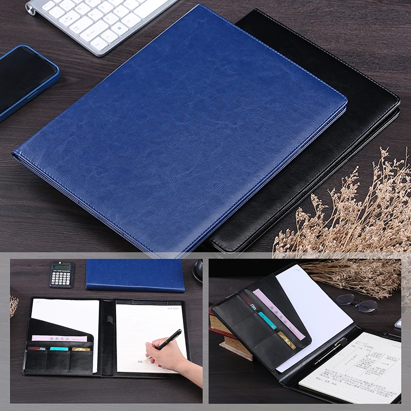 Folder for A4 Documents Leather File Organizer PU Business Contract Portfolio Manager Clipboard Book Holder Office School Supply