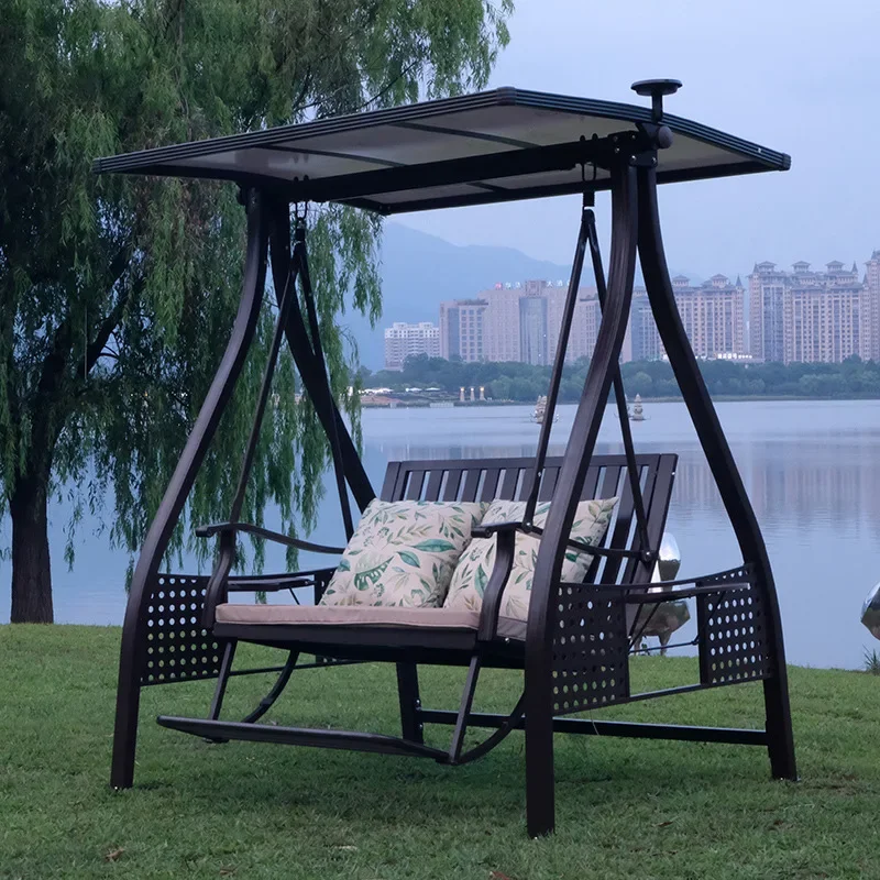 Garden Swing Outdoor Outdoor Swing Rocking Chair Villa Garden Aluminum Alloy Double Cradle Chair Hammock Hanging Chair Household