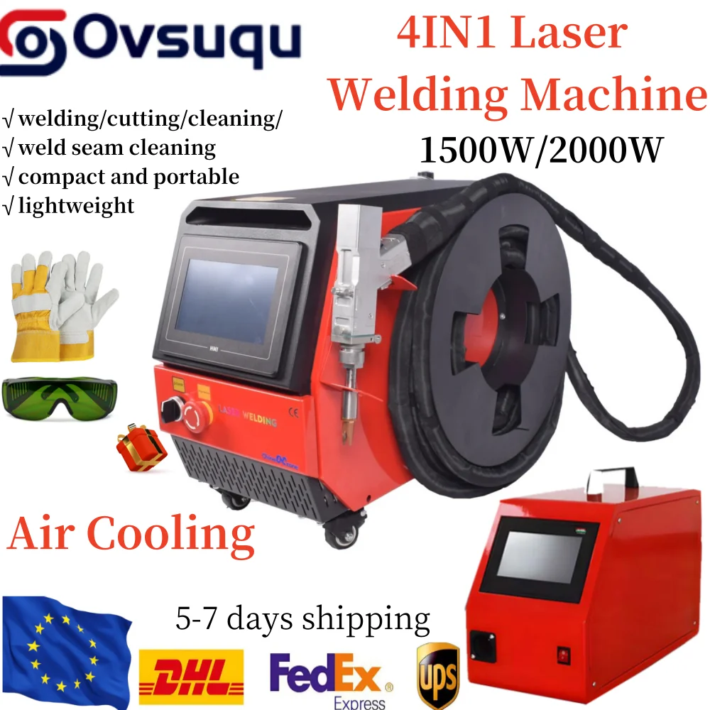 1500W/2000W 4IN1 Compact Lightweight Multifunction Air-cooled Metal Laser Welding Machine HandheldFibre Laser Cutting Cleaning