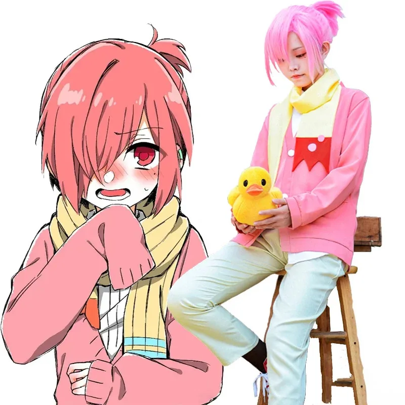 2025 11 Mitsuba Sousuke 코스프레 의상 애니메이션 Jibaku Shounen 화장실 바운드 Hanako kun 탑 스카프 바지 핑크 유니폼 세트 Hallowee