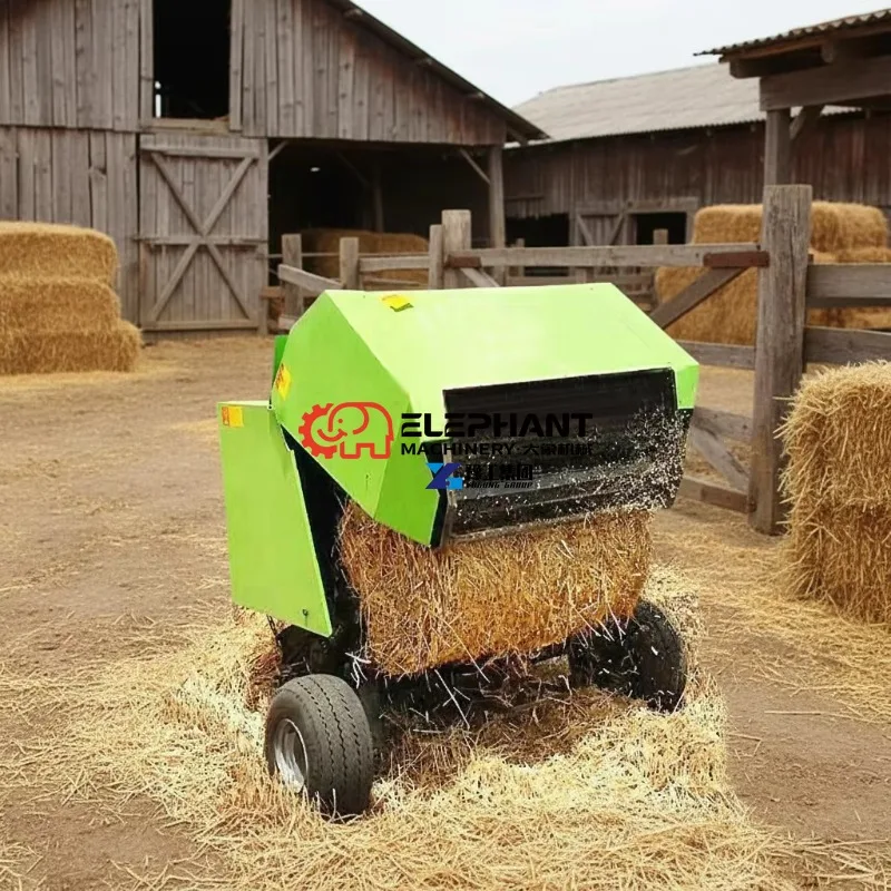 Robust Compact Hay Silage Round Baler Integrated with Automatic Wrapping Function for Field Packing