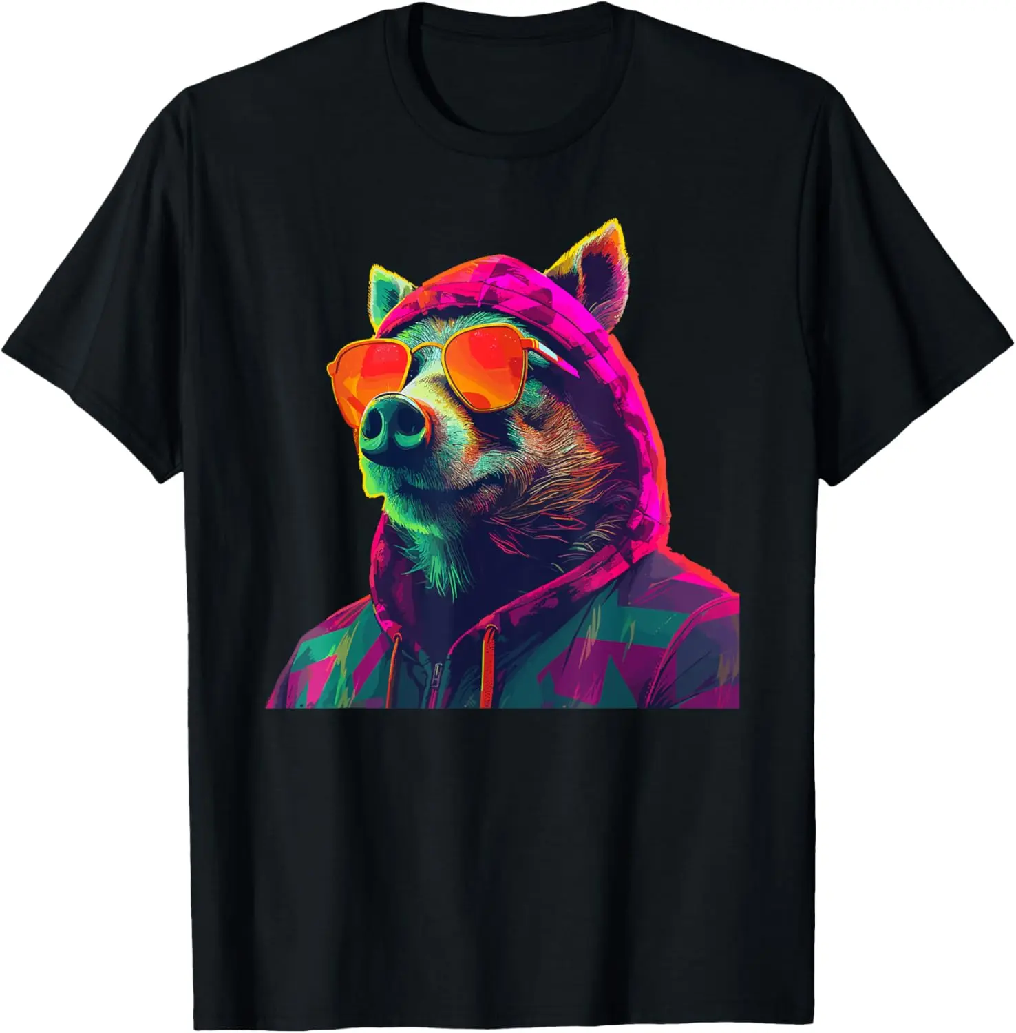 Wild Boar with Sunglasses Forest Nature Colourful Wild Boar T-Shirt