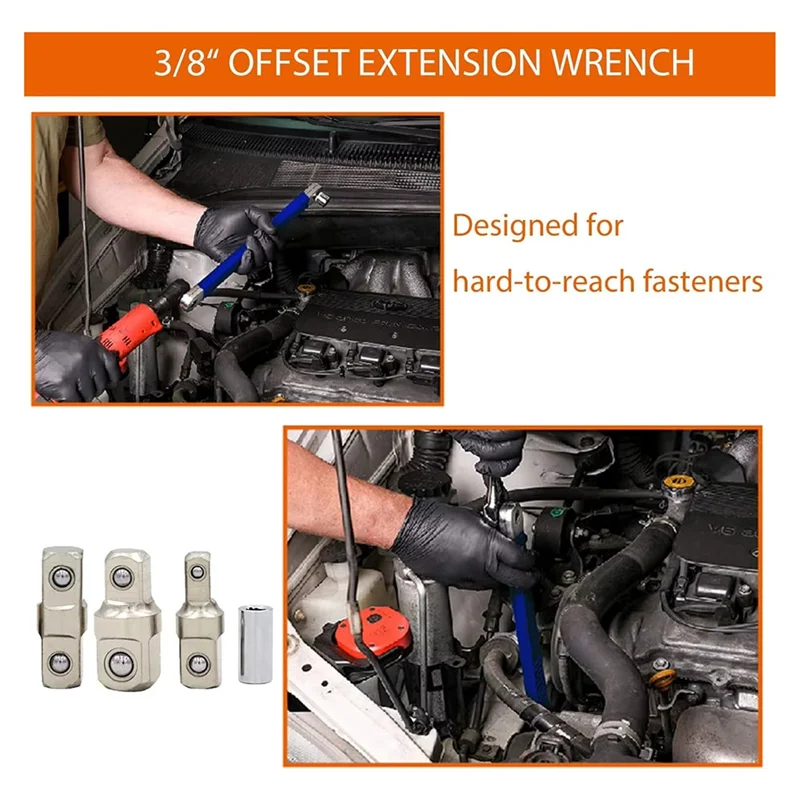 

J1UL1N Смещенный удлинительный ключ Инструмент для удлинения плотных помещений с универсальными адаптерами привода 1/2 дюйма, 1/4 дюйма и 3/8 дюйма