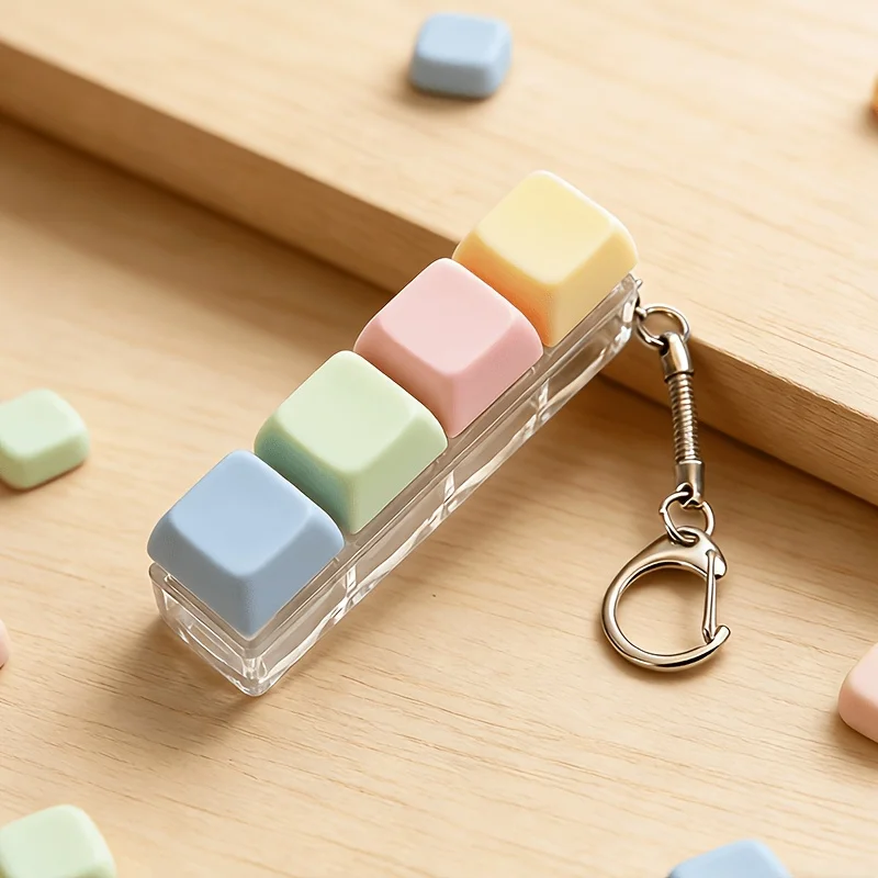 1 PCS Unique Press Type Keychain for Both Men and Women, Non Luminous Decompression Fingertip Clothing Accessories